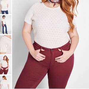 ModCloth White Cable Knit My Treat Neutral Pullover Sweater Sizes 1X New